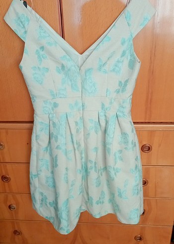 Turkuaz V Yaka Midi Elbise - Görsel 2