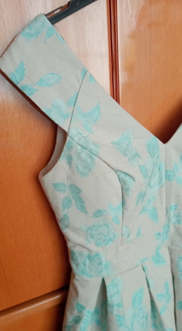 Turkuaz V Yaka  Midi Elbise - Görsel 3