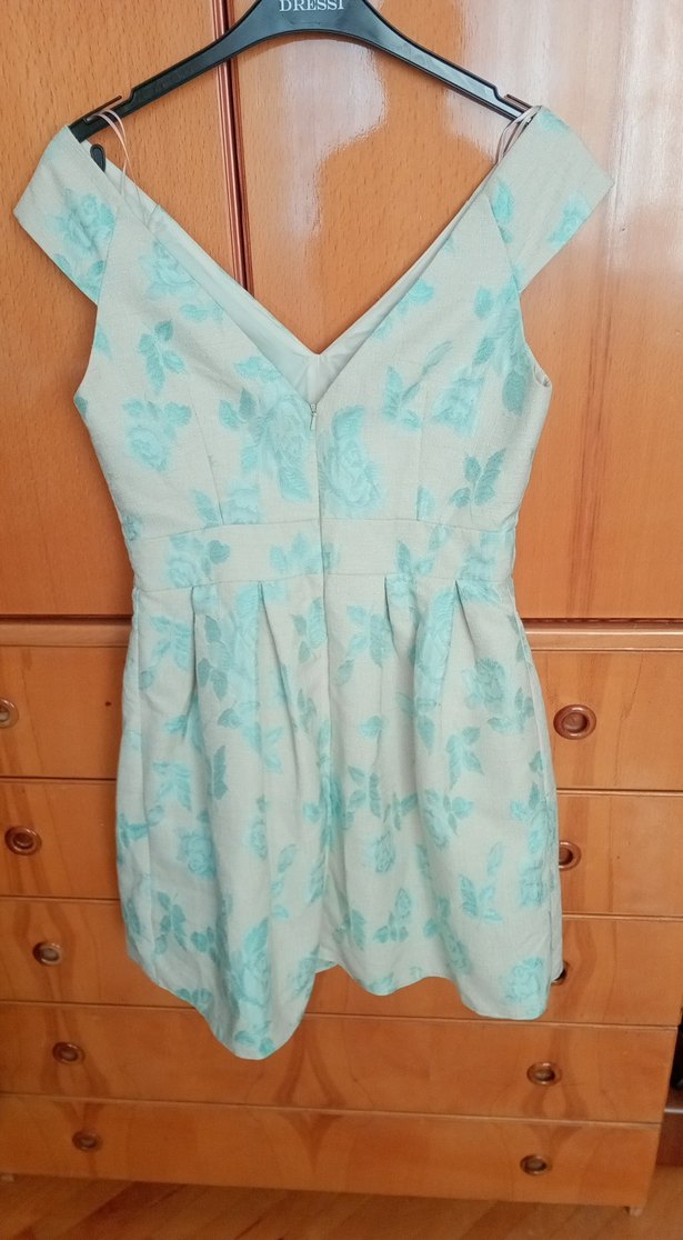 Turkuaz V Yaka  Midi Elbise - Görsel 2