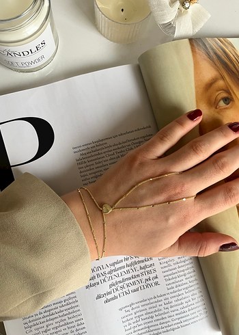 Zincir Detaylı Kadın El Zinciri - Altın Renk şahmeran çelik - Görsel 3