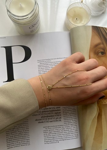 Zincir Detaylı Kadın El Zinciri - Altın Renk şahmeran çelik - Görsel 2