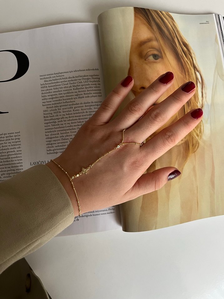 Zincir Detaylı Bohem Kadın El Zinciri çelik - Görsel 2