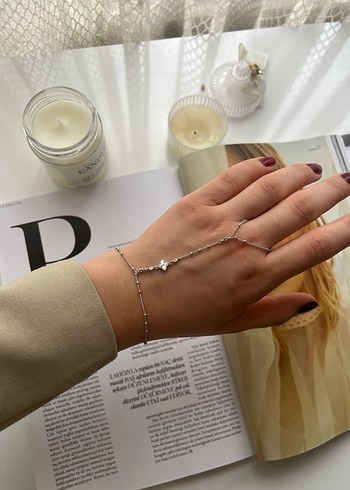 Beyaz Yılan Desenli Zincirli Kadın El Zinciri çelik - Görsel 2