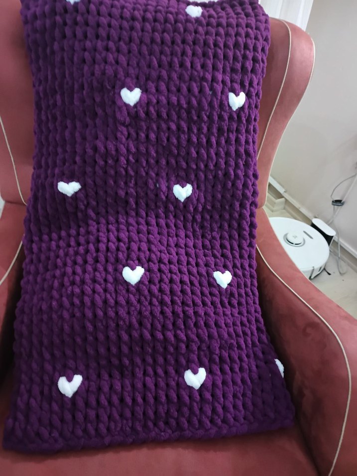 Mor Nakışlı Renkli Battaniye - Görsel 2