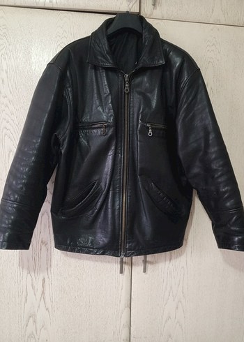 erkek Siyah Deri Biker Ceket - Görsel 4