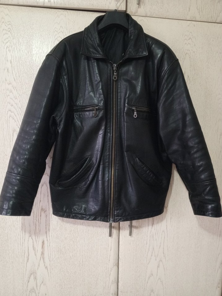 erkek Siyah Deri Biker Ceket - Görsel 4