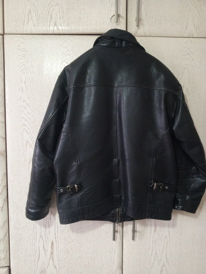 erkek Siyah Deri Biker Ceket - Görsel 2