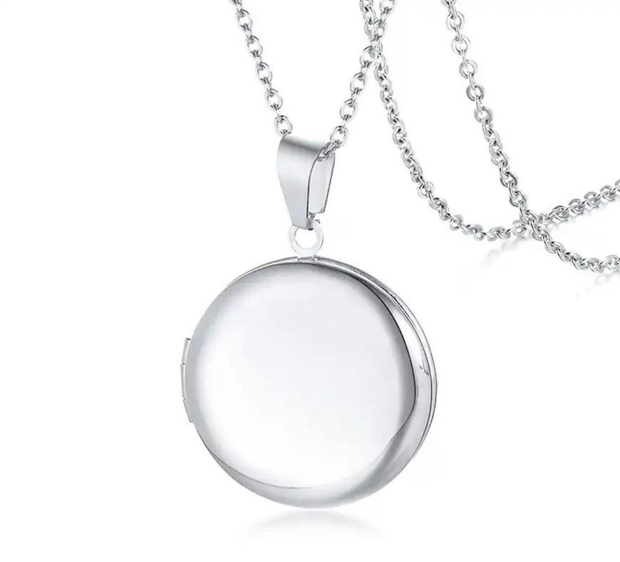 celik yuvarlak kapaklı kolye resimlikli - Görsel 2