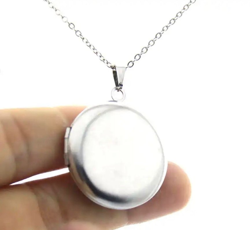 celik yuvarlak kapaklı kolye resimlikli - Görsel 4