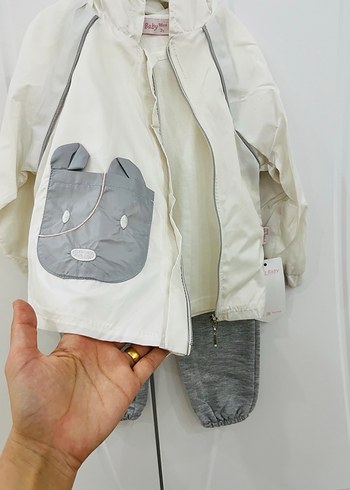 Beyaz Gri Desenli Bebek Takımı - Görsel 2