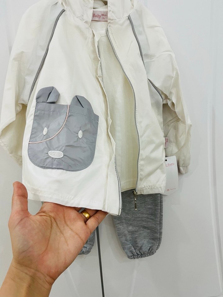 Beyaz Gri Desenli Bebek Takımı - Görsel 2