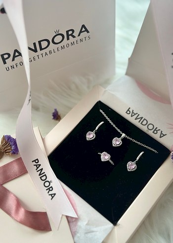 Pandora Pembe Asil Kalp Set