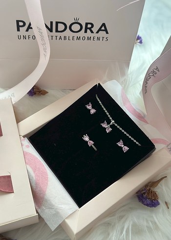 Pandora Pembe Işıltılı Fiyonk Set - Görsel 3