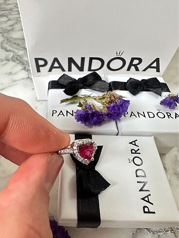 Beden kırmızı Renk Pandora Asil Kalp Yüzük