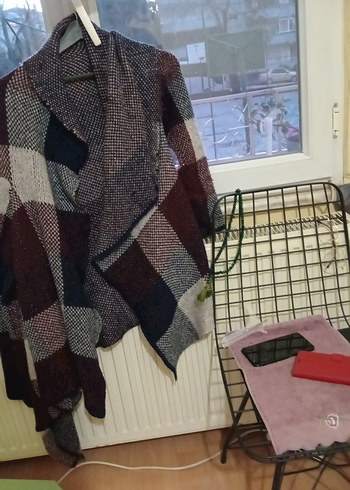 Gri Desenli Bohem Midi Triko genıs salas hırka. - Görsel 3