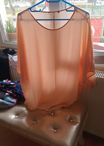 Bej Drapeli Kolsuz Midi Bluz yarasa kol - Görsel 2