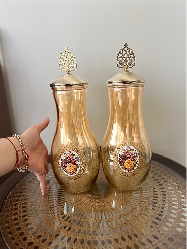 Beden 2 adet gold büyük çay/ şeker kavanozu