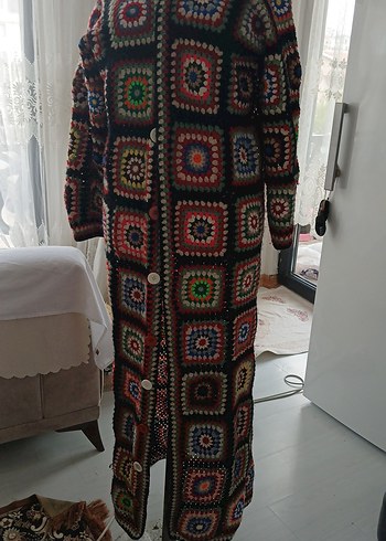 Diğer Uzun Örgü Kadın Hırka Çok Renkli Bohem