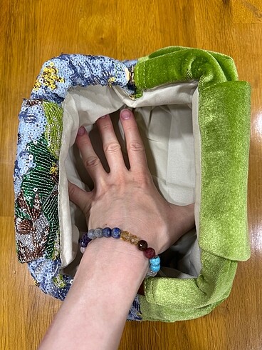 Beden çeşitli Renk Çiçekli pul işlemeli mavi yeşil kadifeli clutch çanta