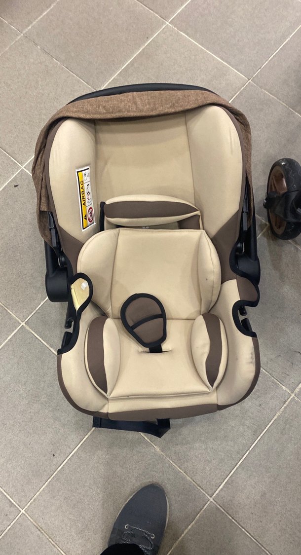 Kahverengi Bebek Arabası ve Oto Koltuğu Seti - Görsel 4