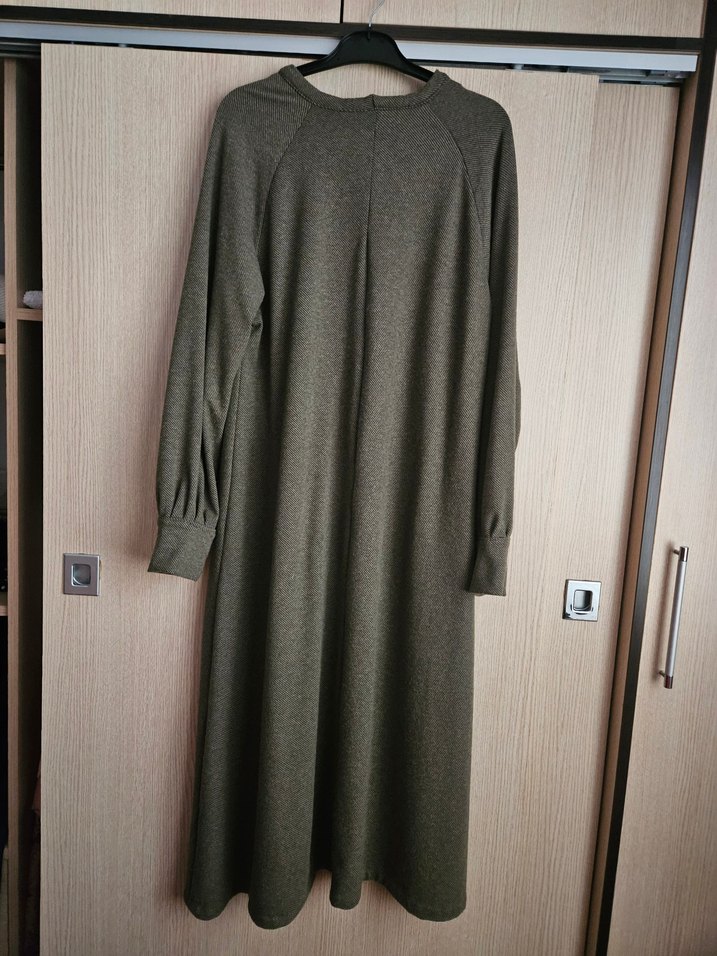 Haki Uzun Salaş Kadın Elbise - Görsel 4