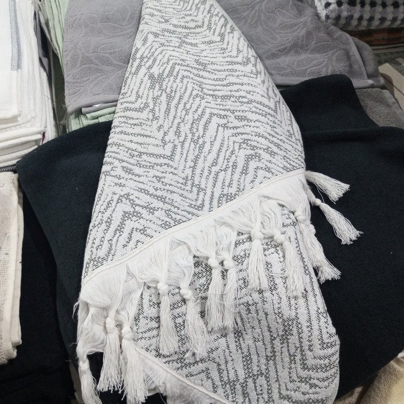 Gri Zebra Desenli Bohem Plaj Havlusu - Görsel 2