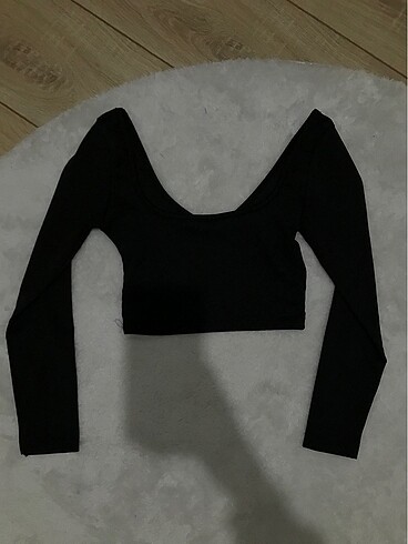 Siyah Crop Uzun Kollu Body Bluz