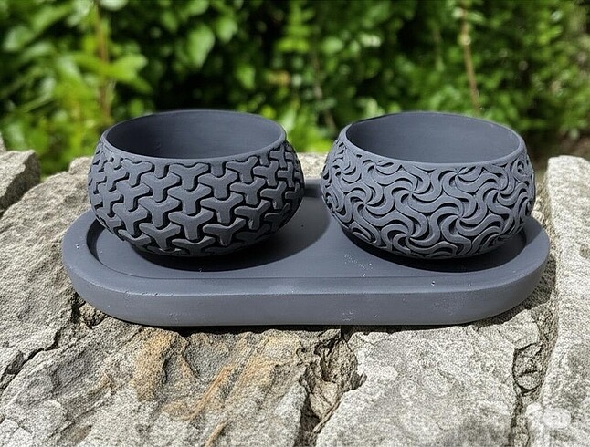Beton Küçük Saksı Mumluk