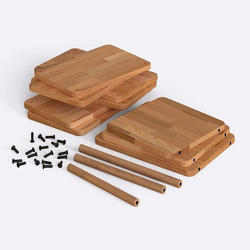 Üçlü masif ahşap sehpa - Görsel 5