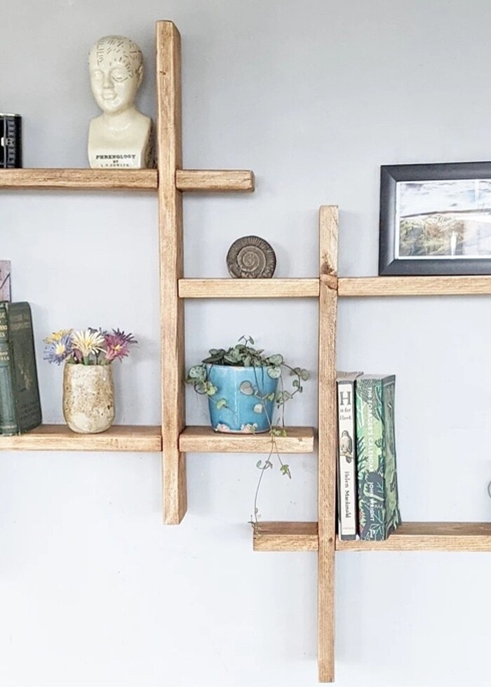 Masif Ahşap duvar rafı - Görsel 3