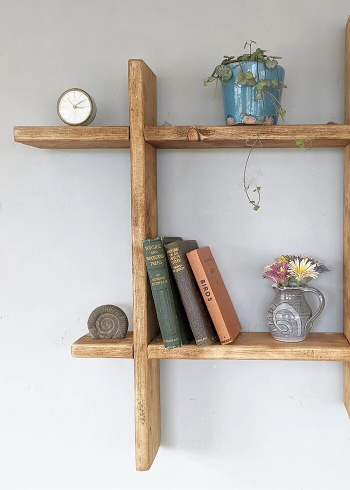 Masif Ahşap duvar rafı - Görsel 5
