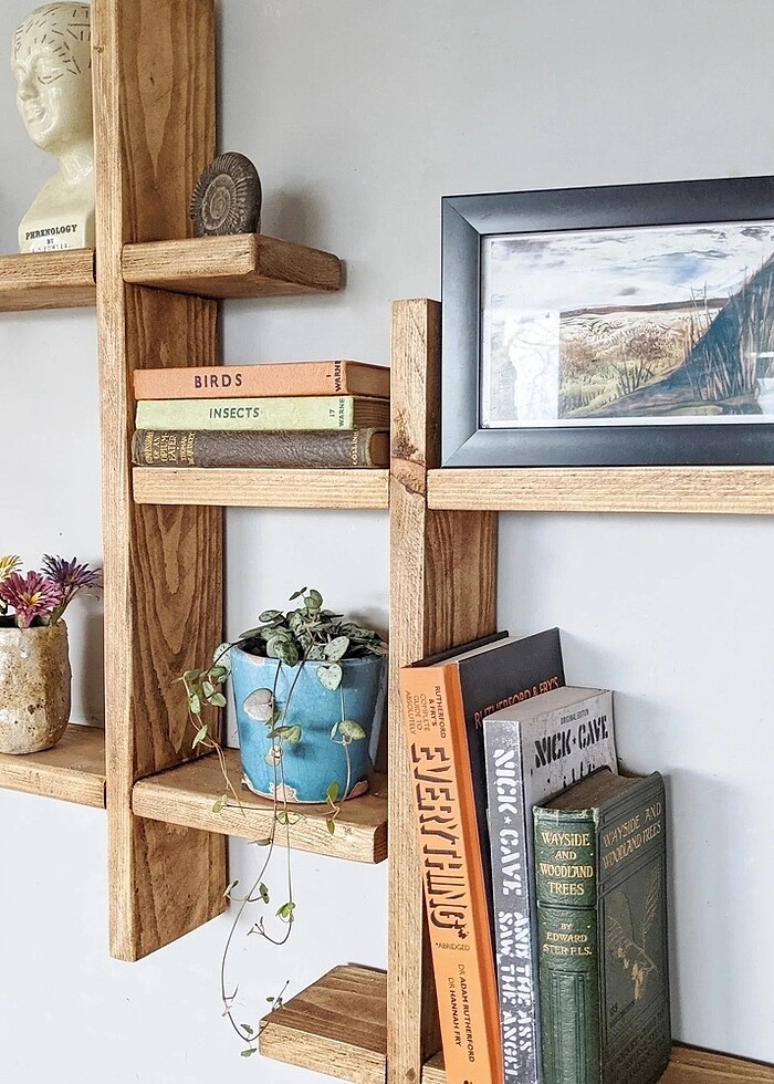 Masif Ahşap duvar rafı - Görsel 2