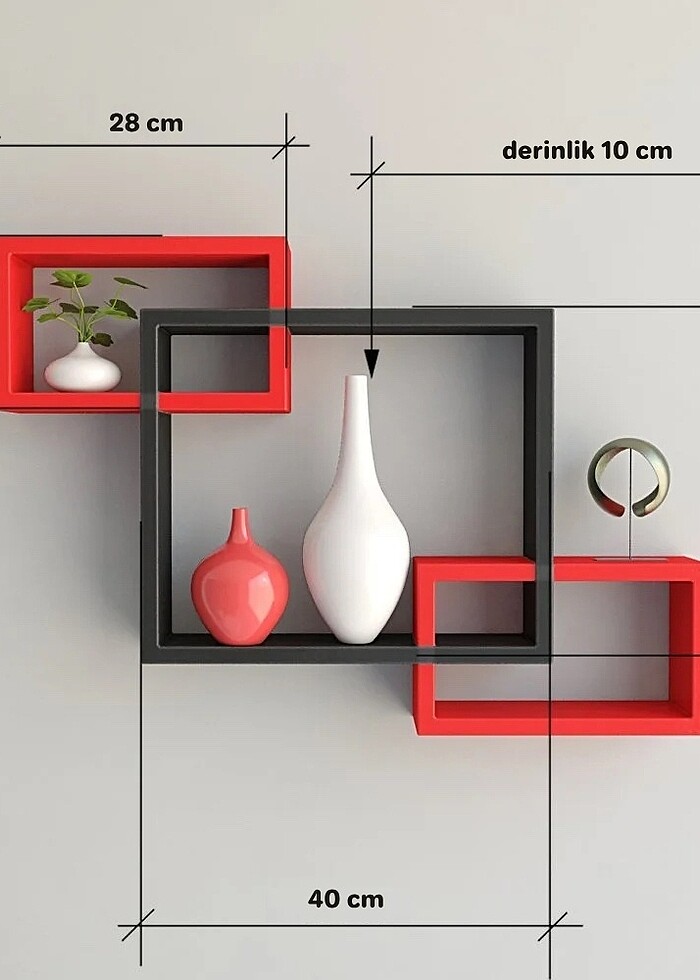 MDF dekoratif raf lake boyalı - Görsel 5