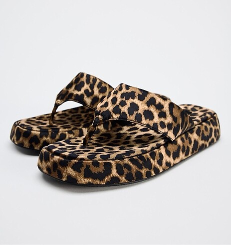 Zara Zara Leopar Desenli Platform Terlik