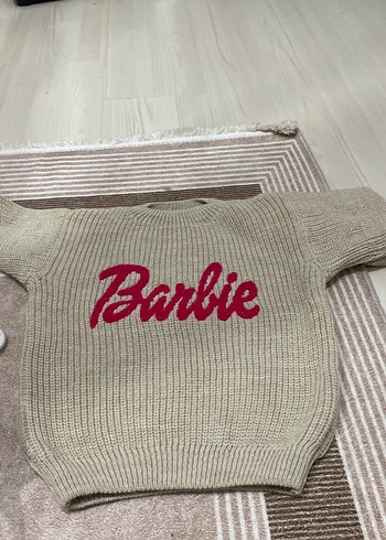 Barbie Nakışlı Gri Kız Triko Kazak - Görsel 2