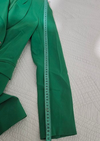38 Beden yeşil Renk Düğmeli Yeşil Uzun Kadın Blazer Ceket