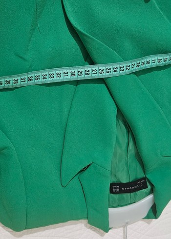 38 Beden Düğmeli Yeşil Uzun Kadın Blazer Ceket
