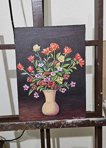 Yağlı boya çiçek tablosu