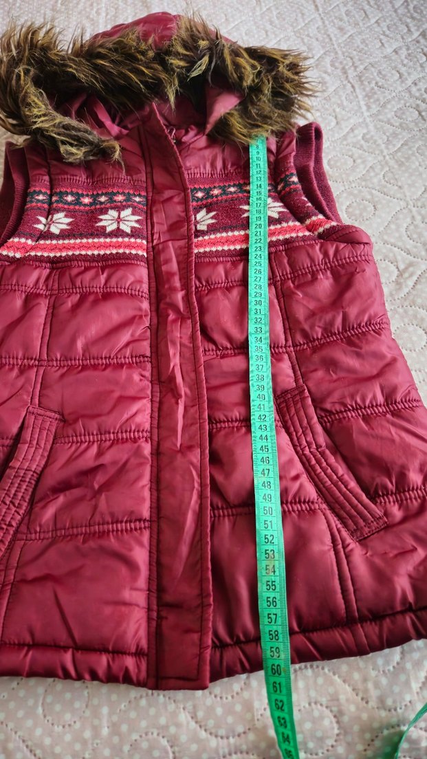 kapşonlu bordo yelek - Görsel 5