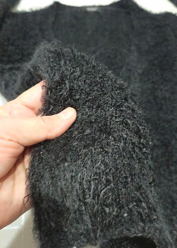 siyah tüylü kadın hırka - Görsel 7