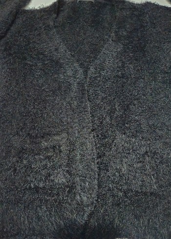 siyah tüylü kadın hırka - Görsel 8