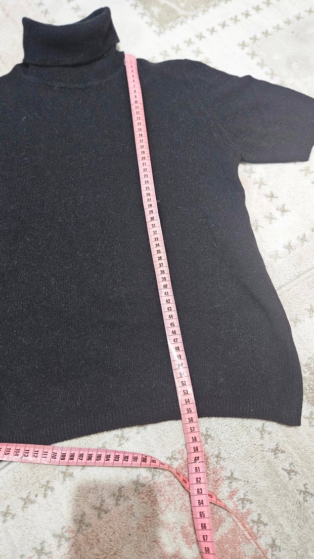 yün triko kısa kollu kazak - Görsel 3