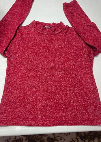 bordo kadın Triko kazak - Görsel 2