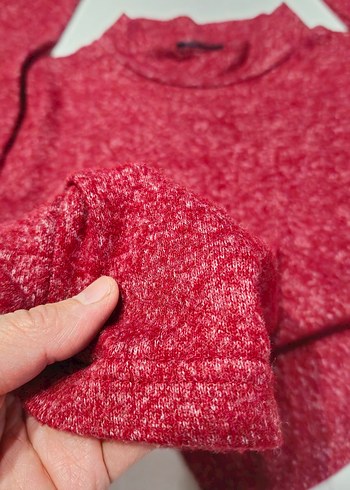 bordo kadın Triko kazak - Görsel 3