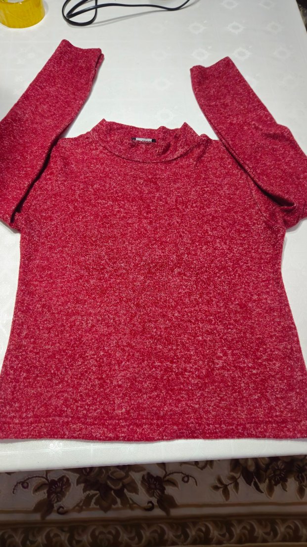 bordo kadın Triko kazak - Görsel 2