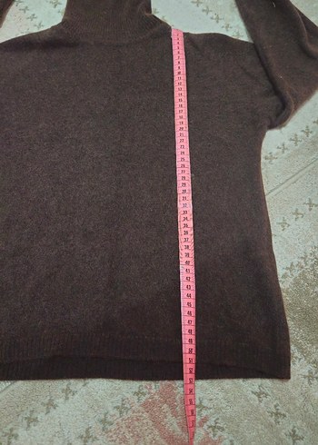 Kahverengi Boğazlı Kadın yün Kazak - Görsel 3