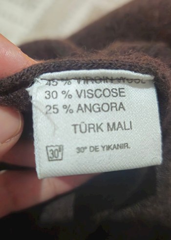 Kahverengi Boğazlı Kadın yün Kazak - Görsel 8