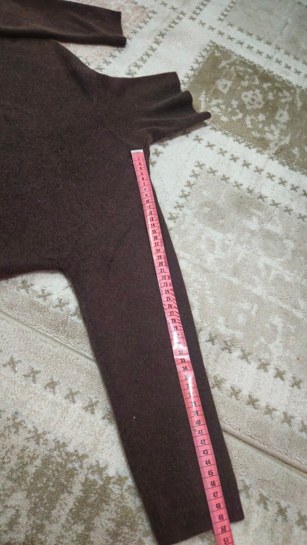 Kahverengi Boğazlı Kadın yün Kazak - Görsel 4