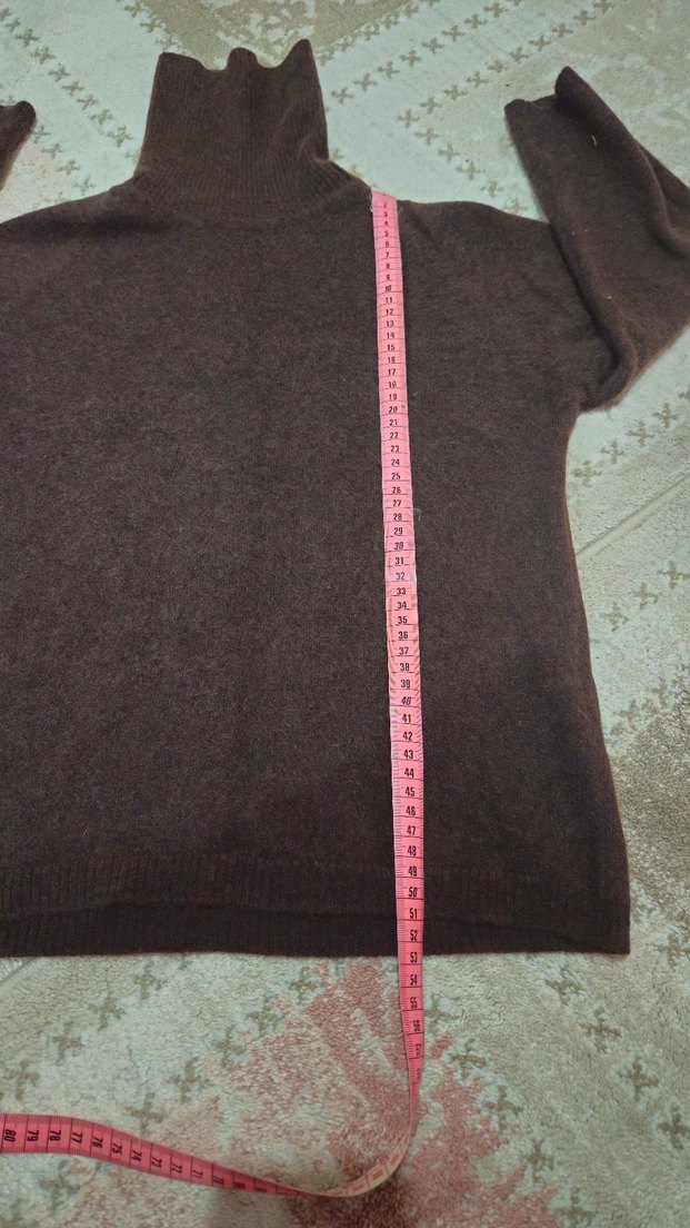 Kahverengi Boğazlı Kadın yün Kazak - Görsel 3