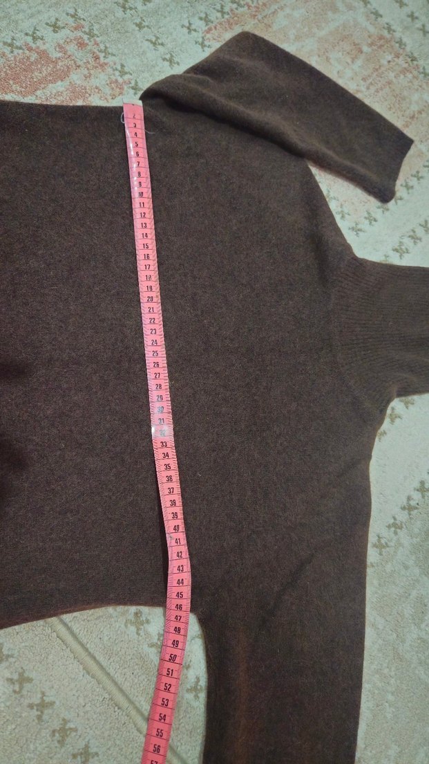 Kahverengi Boğazlı Kadın yün Kazak - Görsel 5